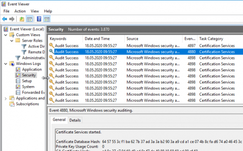 Configuration of security event monitoring (auditing settings) for ...